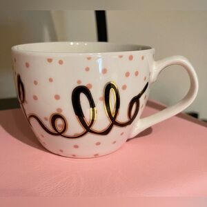 Polka Dot Hello pink white black Mug pre-owned